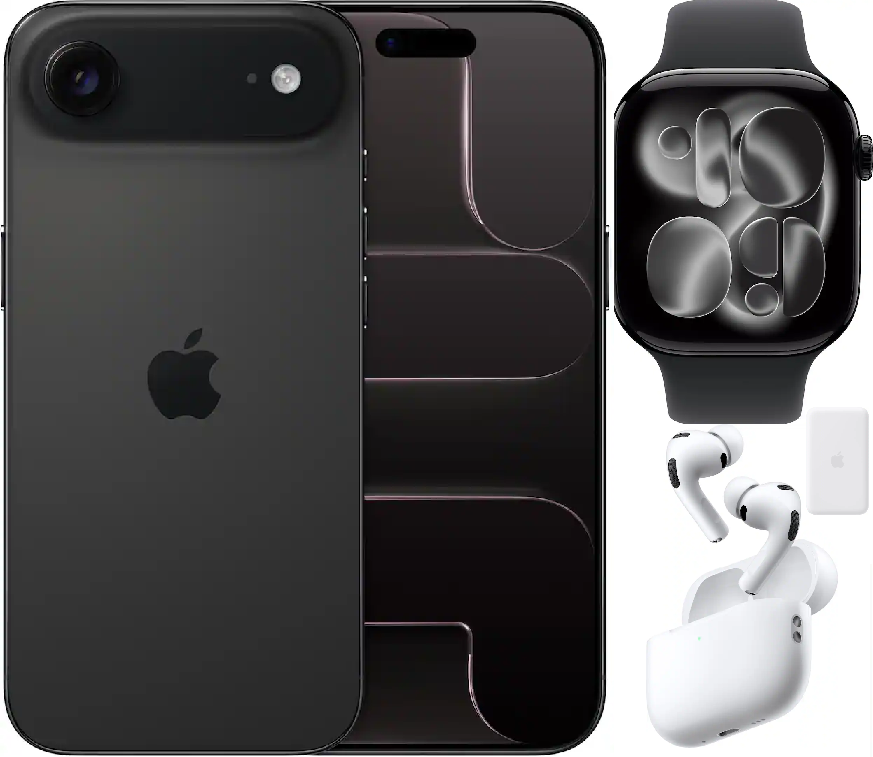 Bundle 1TB Apple iPhone Air New (Unlocked) Space Black | iPhone Air MagSafe Battery | | AirPods Pro 3 | Apple Watch Series 11 (GPS) 46mm Jet Black Aluminum Case with Black Sport Band