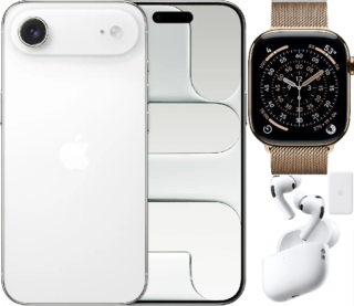 Bundle 1TB Apple iPhone Air New (Unlocked) Cloud White | iPhone Air MagSafe Battery | | White AirPods Pro 3 | Apple Watch Series 11 (GPS+Cellular) 46mm Titanium Case with Gold Milanese Loop