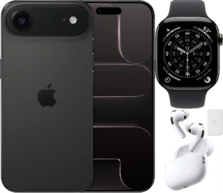 Bundle 1TB Apple iPhone Air New (Unlocked) Space Black | iPhone Air MagSafe Battery  | White AirPods Pro 3 | Apple Watch Series 11 (GPS+Cellular) 46mm Titanium Case with Slate Black Sport Band