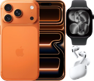Bundle 1TB Apple iPhone 17 Pro New Max (Unlocked) Cosmic Orange | White AirPods Pro 3 | Apple Watch Series 11 (GPS) 46mm Jet Black Aluminum Case with Black Sport Band